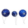 Kurt Adler 80MM Glass Shiny Blue Gemmed Onion, Finial and Ball 3-Piece Ornament Set - 3 of 4