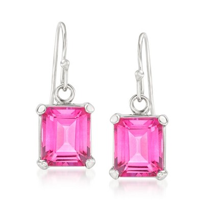 Ross-Simons 7.00 ct. t.w. Pink Topaz Drop Earrings in Sterling Silver
