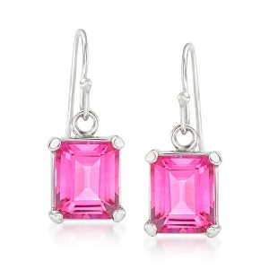 Ross-Simons 7.00 ct. t.w. Pink Topaz Drop Earrings in Sterling Silver - 1 of 4