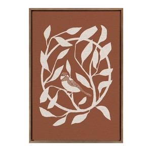Kate & Laurel All Things Decor 23"x33" Sylvie HB Bird Branch Wreath Framed Canvas Wall Art by Hannah Beisang - 1 of 4
