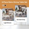 6 Piece Dining Table Set for 6, Classic Dining Set Kitchen Table Set with 4 Upholstered Chairs & Bench, Retro & Farmhouse - ModernLuxe - 3 of 4