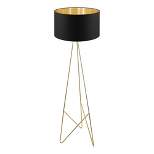 1-Light Camporale Floor Lamp with Interior Fabric Shade Gold - EGLO