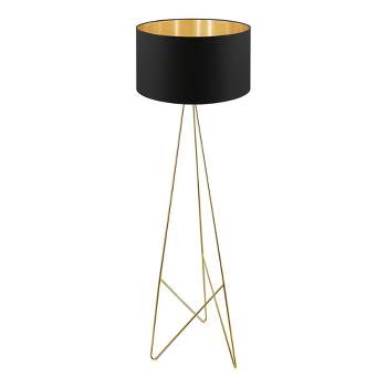 1-Light Camporale Floor Lamp with Interior Fabric Shade Gold - EGLO