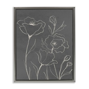 Stupell Industries Gray Poppies Outline Floating Frame Canvas Art - 1 of 4