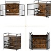 LAOTIES Heavy-Duty Dog Crate Furniture,Large Brown Steel Kennel with Feeder And Storage,Modern Anti-Chew Cage Table - 4 of 4