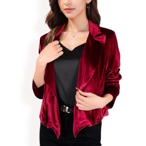 Anna-Kaci Women's Velvet Blazer with Single Button Closure - 1 of 4