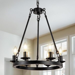 6-Lights 17“Luxury Wheel Chandelier - 1 of 4