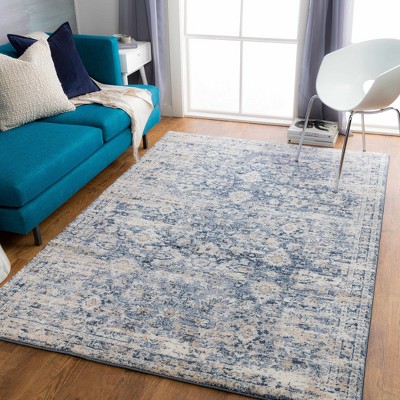 Hauteloom Talihina Denim Damask Area Rug