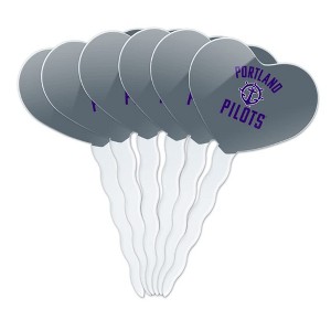 Portland Pilot Heart Love Cupcake Picks Toppers Decoration Set of 6 - 1 of 4