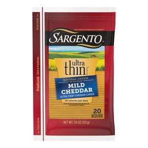 Sargento Ultra Thin Natural Cheddar Cheese Slices - 7.6oz/20 slices - 1 of 4