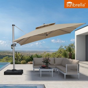 PURPLE LEAF Premium Patio Umbrella Classic SUNBRELLA Cantilever Umbrellas with Base 360 Degree Rotation for Garden Pool - 1 of 4