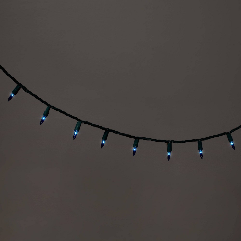 Photos - Floodlight / Street Light 100ct Incandescent Smooth Mini Christmas String Lights Blue with Green Wir