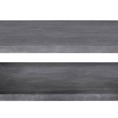 Charcoal Gray Rectangular Mango Wood Coffee Table with Open Shelf