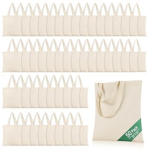 50 Pack 15" X 16" Cotton Tote Bags for TieDye,Lightweight Tote Ba - 1 of 4