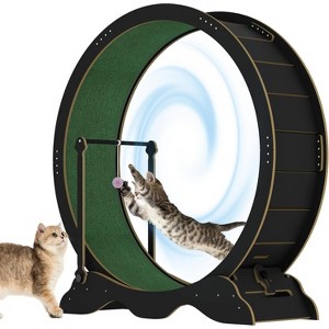 45" Cat Exercise Wheel, Large Indoor Cat Running Treadmill with Detachable Carpet Runway & Safety Lock, Fitness Wheel for Cat Health & Entertainment - 1 of 4