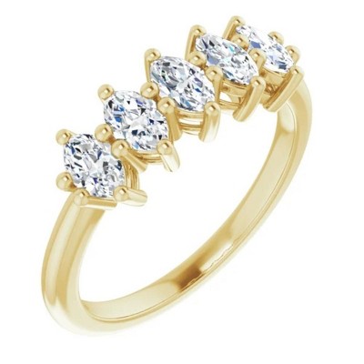 Pompeii3 1Ct Five Stone Marquise Diamond Wedding Ring in 14k White or Yellow Gold