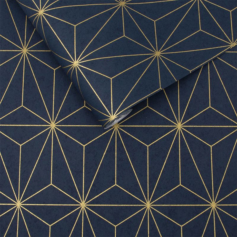 Prism Navy Blue and Gold Geometric Paste the Wall Wallpaper, 3 of 5