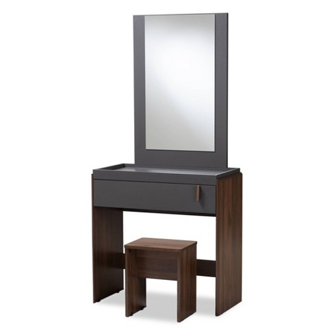 Rikke Two Tone Wood Bedroom Vanity With Stool Brown Baxton Studio Target