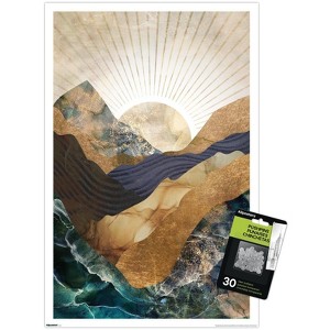 Trends International Reinders: Abstract - Autumn Mountains Unframed Wall Poster Print Clear Push Pins Bundle 14.725" x 22.375" - 1 of 4