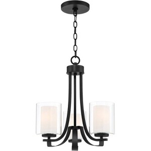 Minka Lavery Coal Black Pendant Chandelier 18" Wide Modern Clear Outer White Inner Glass 3-Light Fixture for Dining Room House - 1 of 3