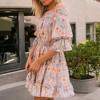 Amaryllis Women's Off-Shoulder Floral Print Mini Dress with Smocked Bodice Ruffled Hem Casual Dressy - image 2 of 4