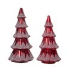 Transpac Glass 14 in. Red Christmas Light Up Antique Style Tree Decor Set of 2 - 2 of 3