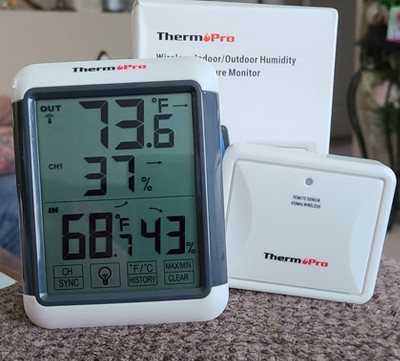 ThermoPro TP65 Indoor Outdoor Thermometer Digital Wireless Hygrometer  Temperature Humidity Monitor with Jumbo Touchscreen and Backlight Humidity