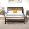 Infans Full Industrial Metal Platform Bed Frame Rustic Headboard Mattress Foundation - 3 of 4