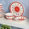 Gibson Home Heidy 12 Piece Hand Painted Durastone Dinnerware Set in Red - image 2 of 4