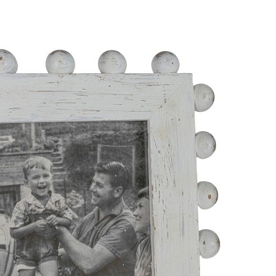 Whitewashed Wood Bead Accented 4x6 Picture Frame