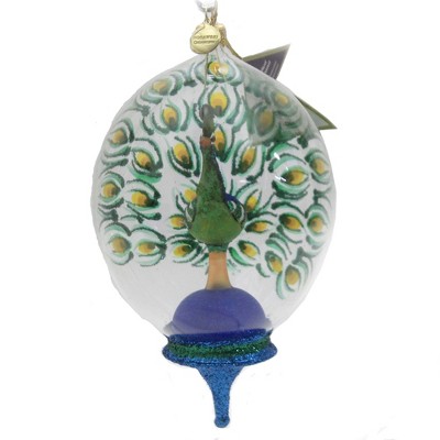 Morawski 7.0" Peacock In A Dome Ornament Feather Bird  -  Tree Ornaments