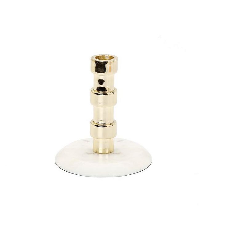 Classic Touch Gold Taper Candle Holder On Marble Base, 1 of 4
