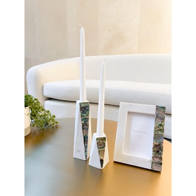 Rainbow Mother of Pearl White Marble Picture Frame 3x3