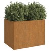 vidaXL Rusty Rectangular Planter in Corten Steel - Durable and Weather-Resistant with Unique Rust Feature for Garden/Patio Decor - 3 of 4