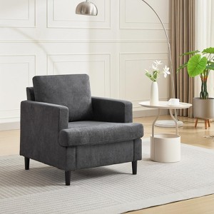 Modern Living Room Chairs With Breathable Linen Fabric, Soft & Upholstered Arm Chair, Sofa Chair With Solid Wood Legs, Accent Chairs for Bedroom - 1 of 4