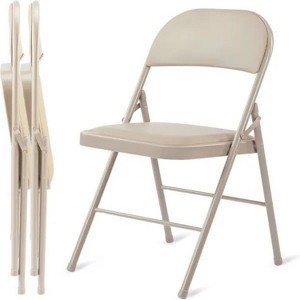 18'' 2 Pack Folding Chairs with Leather Padded Cushion Seats & Durable Metal Frame, Comfortable, Foldable, Portable - 1 of 4
