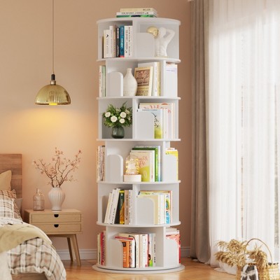 Aheaplus 4-tier/ 5-tier Bookshelf for Home Office, 360 Rotating,  Corner Bookcase