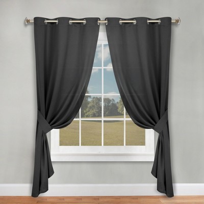 Classic Modern Solid Room Darkening Semi-Blackout Curtains, Grommets, Set of 2 by Blue Nile Mills
