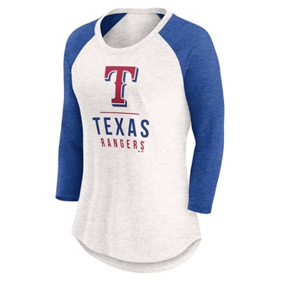 MLB Texas Rangers Women's White 3/4 Sleeve Fashion T-Shirt