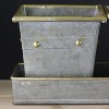 Melrose Set of 3 Decorative Gray Square Pots with Gold Colored Accents in a Tray 15.5" - 3 of 4