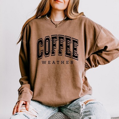 Simply Sage Market Women's Lightweight Garment Dyed Graphic Sweatshirt Coffee Weather