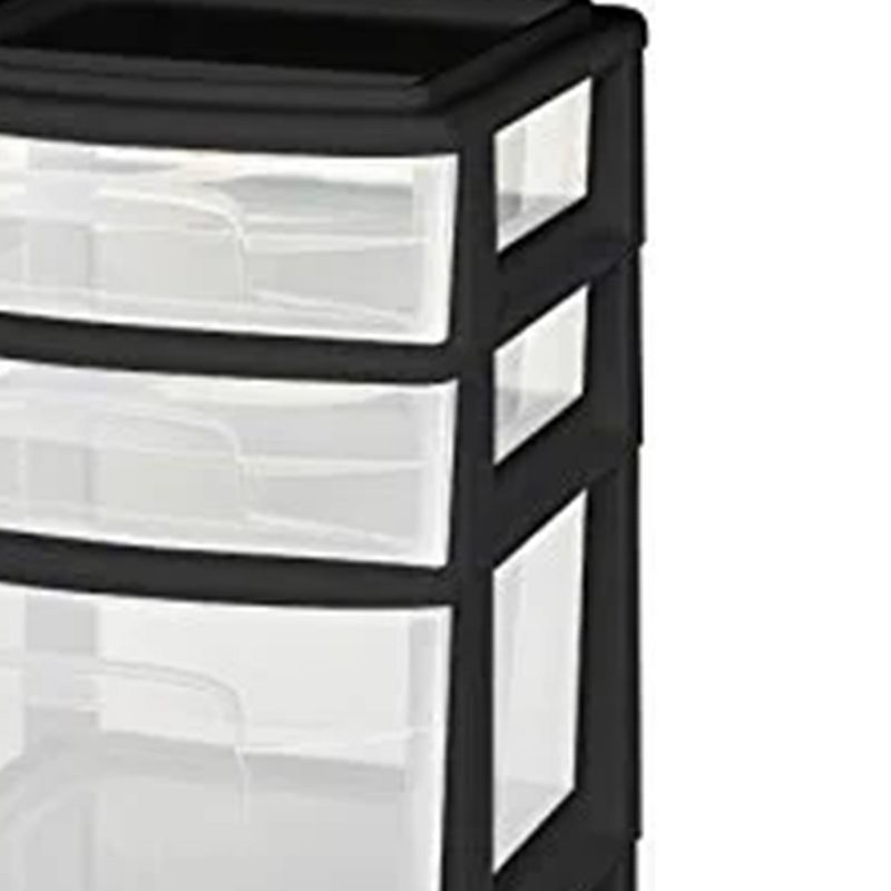 Homz Plastic 5 Clear Drawer Medium Home Organization Storage Container Tower with 3 Large Drawers and 2 Small Drawers, Black Frame, 4 of 9