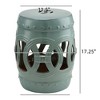 Naysaye End Table with Fretwork Design, Decorative End Table for Home Lawn Garden Patio, Antique Blue, 11.5"*17.25"*11.5" - 3 of 4