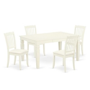 HomeStock 5-Piece Rectangle Buttermilk and Cherry Finish Solid Wood Top Dining table with 4-Chairs with Butterfly Leaf Slat Back - 1 of 4