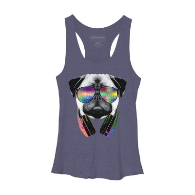 Women's Design By Humans Rainbow Beat DJ Pug By clingcling Racerback Tank Top