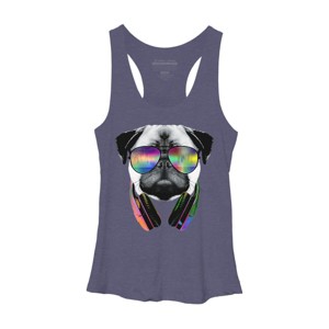 Women's Design By Humans Rainbow Beat DJ Pug By clingcling Racerback Tank Top - 1 of 3