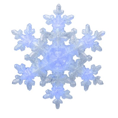 Kurt S. Adler 9.25" White and Blue Lighted Sparkly Snowflake Christmas Tree Topper - Clear Lights