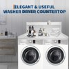 2-Tier Washer Dryer Countertop (54x27.5 Inch, White) - Waterproof Wood Topper with Shelf, Large Laundry Room Storage Organizer for Washer & Dryer - 2 of 4