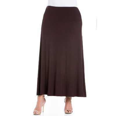 24seven Comfort Apparel Women's Plus Women's Maxi Skirt-brown-6x : Target