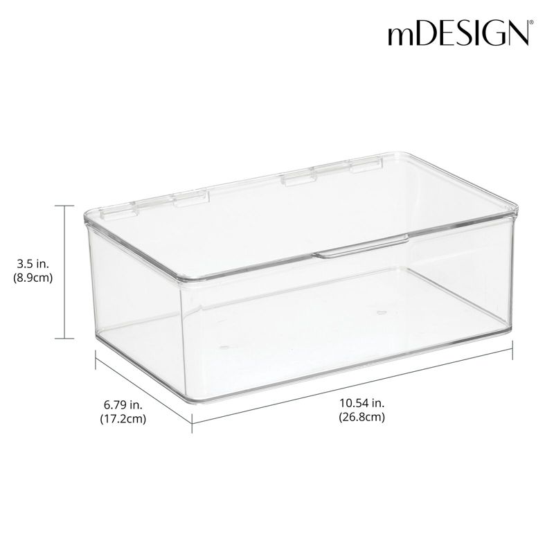 mDesign Plastic Bedroom Closet Storage Organizer Box, Hinged Lid, 4 of 9